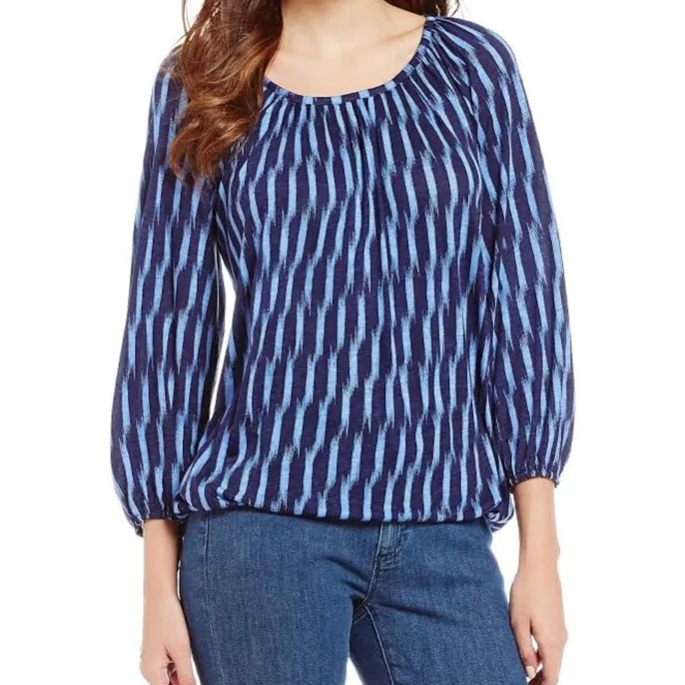 Michael Kors Blue Sari Boho Women’s Blouse Sz Large